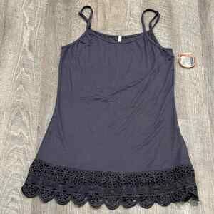 Michael Farrell Crochet Bottom Cami - Size MEDIUM - Charcoal